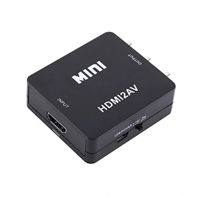 Abbildung von HDMI zu und CVBS Adapter Konverter, 1080p Composite Video Audio Unterstützung PAL/NTSC, AV Konverter(Schwarz)