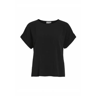 Abbildung von VILA Kurzen ÄRMELN Rundhals Bluse, Damen, Größe: 34, Black beauty