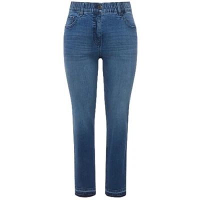 Abbildung von Ulla Popken Fringed HEM Stretch Jeans Slim Fit, Damen, Größe: 46, Dark blue denim