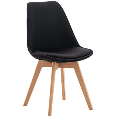 Abbildung von CLP Esszimmerstuhl Linares Kunststoff I Stoff Samt Cord Lederoptik Lehnstuhl Mit Holzgestell, Farbe:schwarz, Material:Stoff
