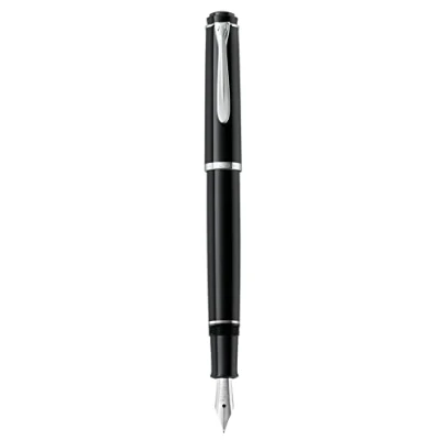 Abbildung von Pelikan Füllhalter Classic 205, Schwarz, Feder F (fein), hochwertiger Patronenfüller im Geschenk Etui, 820691