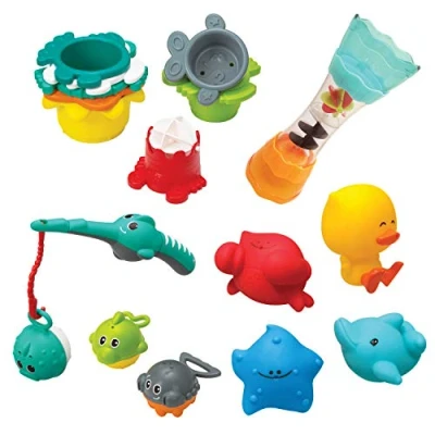 Abbildung von Infantino Splish &amp; Splash Wasserspiel Set Badespielzeug für Babys Mit 17 verschiedenen Teilen Fördert die Augen Hand Koordination und grobmotorischen Fähigkeiten