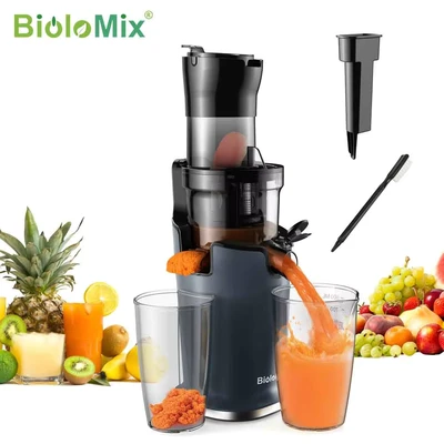 Abbildung von BioloMix Kaltpress Entsafter mit 78 mm Einzugschacht, 200 W 4065 U/min, leistungsstarker Motor,