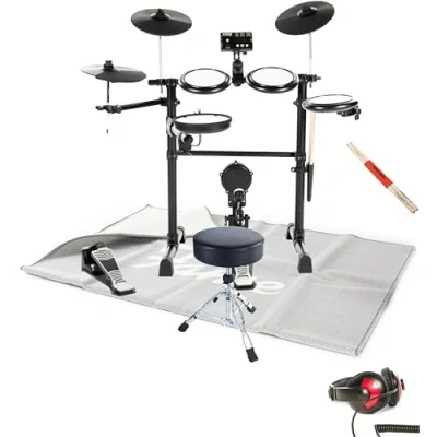 Abbildung von Fame E Drum Set, DD Lite Pro Practice, mit 5A Sticks, Teppich, Drumhocker, Kopfhörer, Practice Pad