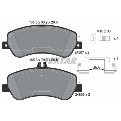 Abbildung von TEXTAR epad 2486781 Bremsbelagsatz für Verschleißwarnanzeiger vorbereitet mit Bremssattelschrauben Zubehör MERCEDES BENZ: GLK
