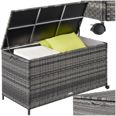 Abbildung von tectake Gartenbox Kuusamo (1 St., Auflagenbox), Aufbewahrungsbox mit Aluminiumgestell und Rattangeflecht