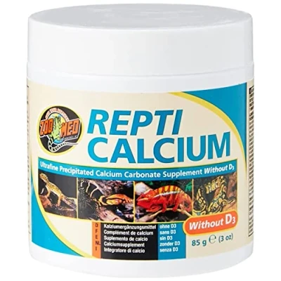 Abbildung von Zoo Med A33 3E Repti Calcium ohne D3, 85 g, Nahrungsergänzungsmittel für Reptilien und Amphibien phosphorfrei!