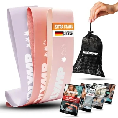 Abbildung von NEOLYMP Trainingsbänder Minibänder Latex 3er Set Fitnessbänder &amp; Resistance Bands, Rutschfest, mit E Book, Langlebig, Waschbar, Sanft zur Haut