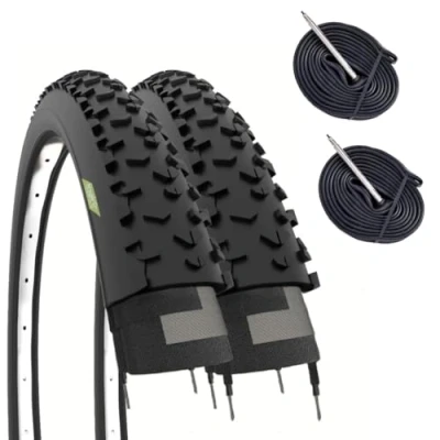 Abbildung von Ecovelo Unisex Erwachsene MTB Reifen 27.5 x 2.25 (57 584) + Luftkammern, Schwarz, 27,5&quot;