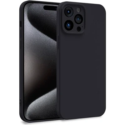 Abbildung von MyGadget Silikon Hülle kompatibel mit Apple iPhone 15 Pro Max Zweilagige Handyhülle Kameraschutz Cover Innenfutter &amp; außen Schwarz