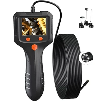 Abbildung von Endoskopkamera mit Licht, Endoskopkamera,1080P HD Inspektionskamera Industrielles Endoskop Kanalkamera Rohrkamera IP67 Wasserdichter, Halbstarres Kabel 11.5FT, 2000mAh Akku(2.4&quot;)