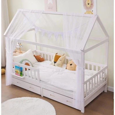 Abbildung von Alavya Home® Betthimmel HAUSBETT DEKO SET für Kinderbett 80x160 I 90x200 Befristetes Angebot (KOMPLETT SET), Himmelbett Mädchenbett Dekoset 4 teilig Kinderzimmer
