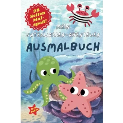 Abbildung von Ausmalbuch mit Meerestieren: Ozean Malvorlagen für Kinder ab 3 Jahren: Große Unterwasser Motive zum Ausmalen und Platz Zeichnen