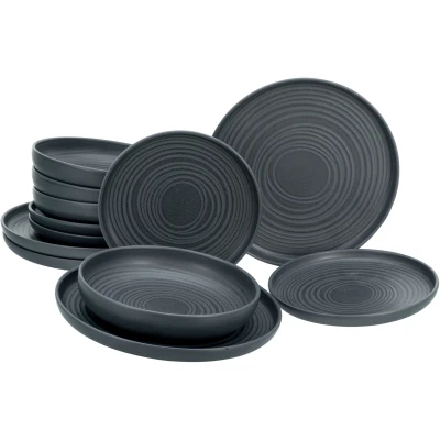 Abbildung von CreaTable Tafelservice &quot;Uno&quot;, (Set, 12 tlg., Teller Set für 4 Personen), Service, ausdrucksstarkes Relief, Teile, Personen