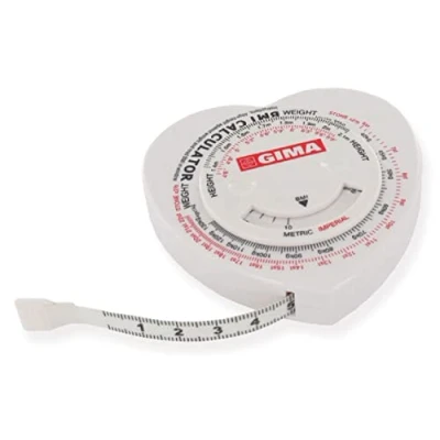 Abbildung von Gima Körpermassband zur Berechnung des KMI (Körpermasseindex) oder BMI (Body Mass Index), in Zentimeter, Max 150 cm