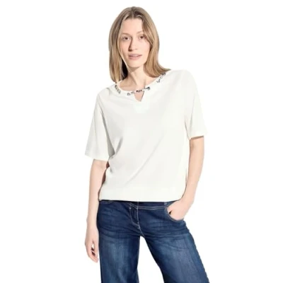 Abbildung von Cecil MIT Print Detail Tshirt print, Damen, Größe: Large, Weiß