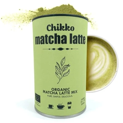 Abbildung von Chikko Bio Matcha Latte Pulver 130g Cremiger Grüntee Genuss Ohne Zusatzstoffe, 100% Natürliche Zutaten Wohltuendes Getränk für Sanfte, Langanhaltende Energie