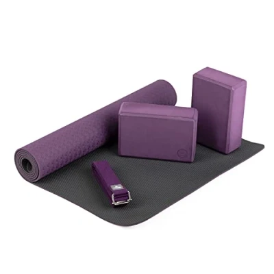 Abbildung von bodhi Yogamatte Yoga Set FLOW mit Block &amp; Gurt lila