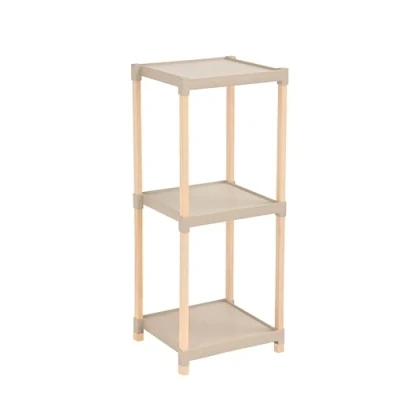 Abbildung von vienberg Standregale, Ablageregale 3 Ablagen, 68cm hoch werkzeugloser Einbau, Stecksystem Massivholz Regal für Wohnzimmer Badezimmer Regal, Küchenregal