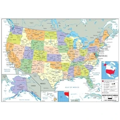 Abbildung von wildgoose Bildung wg3525 USA Politische Karte, 84 cm x 59