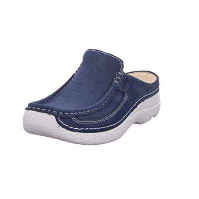 Abbildung von Wolky Roll Slide Pantoletten Nubukleder denimblau Größe 38
