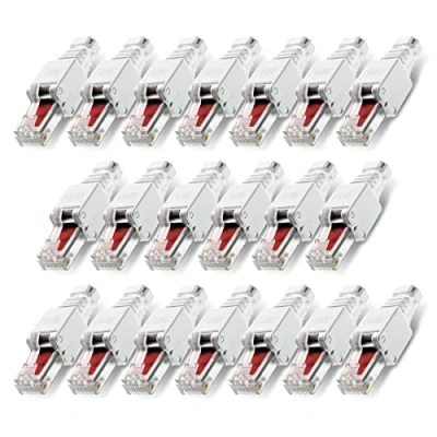 Abbildung von 20 Stück Netzwerkstecker werkzeuglos RJ45 CAT6 LAN UTP Kabel Stecker ohne Werkzeug werkzeugfrei CAT5 CAT7 Verlegekabel Patchkabel Netzwerkkabel Toolless Modular Plug Connector Crimpstecker