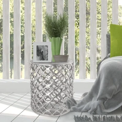 Abbildung von Amago home Couchtisch Dekotisch Beistelltisch ø 40 x 45 cm rund Metall Aluminium massiv Orientalisch Farbe Silber