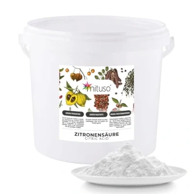 Abbildung von 5kg Zitronensäure in Pulver Monohydrat Lebensmittelqualität, reine Citronensäure E330 gentechnikfrei, Säuerungsmittel ideal zum Reinigen, Entkalken, Putzen, Kochen, Backen mituso