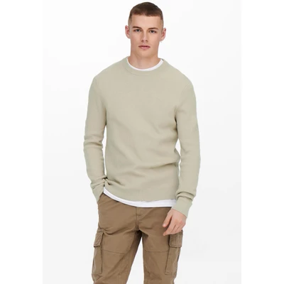 Abbildung von Only &amp; Sons Onsphil CREW Strickpullover, Herren, Größe: Small, Silver lining