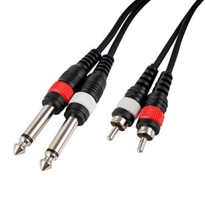 Abbildung von CASCHA Professionelles Audio Kabel, 2 x Klinke 6.3mm male auf Chinch male, 6m Länge, Schwarz, HH 2096