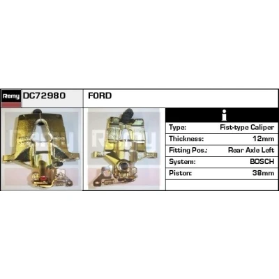 Abbildung von DELCO Remy DC72980 Bremssattel Stahlguss Remanufactured FORD: MONDEO 3 Kombi