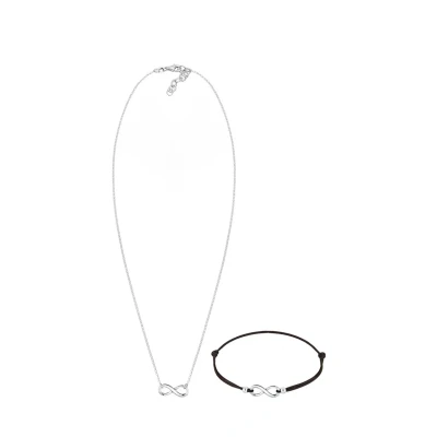 Abbildung von Elli SET Infinity Unendlich Verbundenheit Halskette, Damen, Größe: 38, Silber