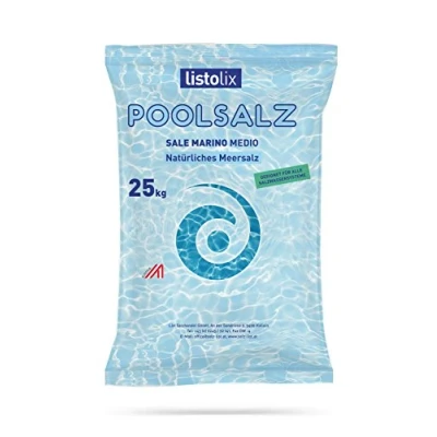 Abbildung von Meersalz Poolsalz 25 kg Sack aus dem Mittelmeer, Schwimmbad Salzwassersysteme Elektrolyseanlagen Natürliches Sale Marino Mittelmeersalz Medio