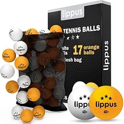 Abbildung von lippus Tischtennisball 3 Stern [35 Stück] SET 18 Weiße &amp; 17 Orange Tischtennis Bälle, Tischennisball Sterne, Aufbewahrungsbeutel