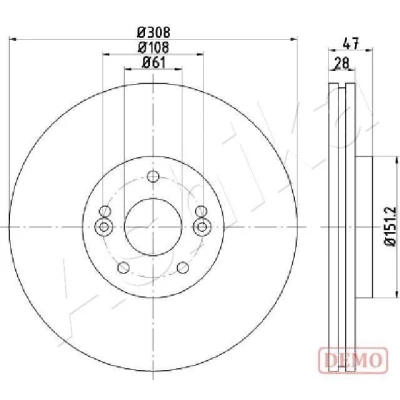 Abbildung von ASHIKA Bremsscheibe RENAULT: LAGUNA 2 Grandtour, Vorderachse 28mm 5 Belüftet lackiert 60 00 0713C 7701206831,8200019581,8671019278