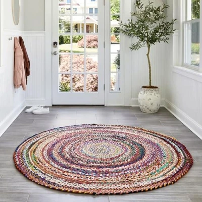Abbildung von nuLOOM Tammara Hand Braided Teppich, Baumwolle, Multi, 183 cm Round