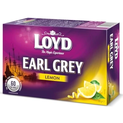 Abbildung von LOYD® EARL GRAY Schwarztee Schwarzer Tee Blatttee mit Zitrone 60 Teebeutel 90g Leaf Black Tea Hochwertige Mischung aus schwarzen Teesorten Hochwertigen Teeblättern Schwarzteebeutel Aufbrühen