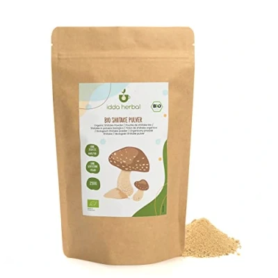 Abbildung von BIO Shiitake Pulver (250g), Gemahlene Pilze, Shiitakepulver aus biologischem Anbau, 100% Natürlich und rein, Vegan
