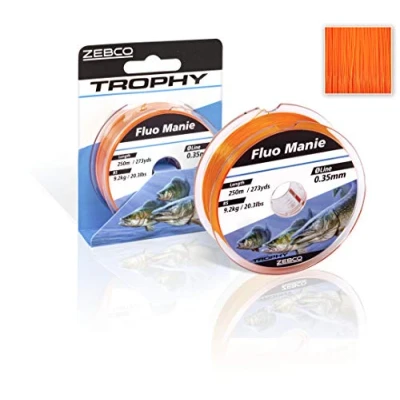 Abbildung von Zebco Qualitäts Trophy Manie monofile Angelschnur Angel Zubehör Allroundschnur, Fluo rot, 0,25mm / 5Kg