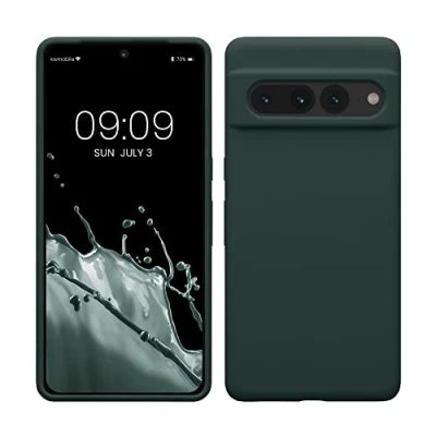 Abbildung von kwmobile Hülle kompatibel mit Google Pixel 7 Pro Silikon Handy Case Handyhülle weiche Oberfläche kabelloses Laden Moosgrün
