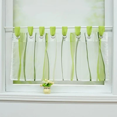 Abbildung von Joyswahl Scheibengardine Voile Bistrogardinen mit Schlaufen Leonie Kurzstore HxB 45x120cm Grün 1er Pack