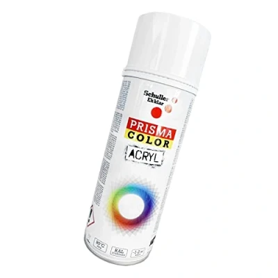 Abbildung von Lackspray Acryl Sprühlack Prisma Color RAL, Farbwahl, glänzend, matt, 400ml, Schuller Lackspray:Verkehrsweiß RAL 9016