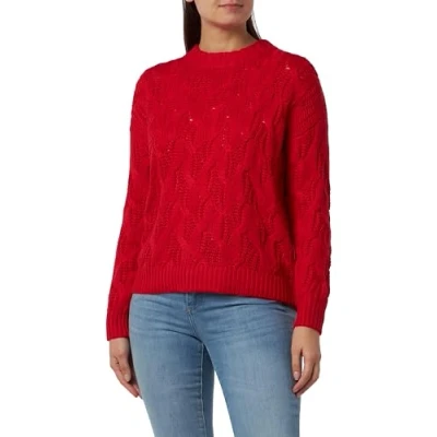 Abbildung von s.Oliver Damen 2138019 Pullover mit Strickmuster, Rot,38