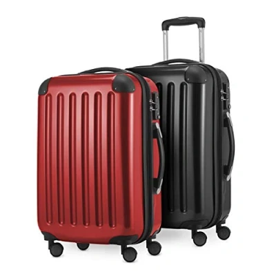 Abbildung von HAUPTSTADTKOFFER Alex Kofferset 2 x Handgepäck Hartschale Kabinenkoffer mit Erweiterung und TSA Schloss, 55 cm, 42 Liter, Schwarz Rot
