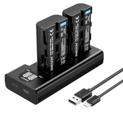 Abbildung von NP F550 Ersatzakku (2 Stück) und Smart LED Dual USB Ladegerät für Sony CCD RV100 RV200 SC5 SC9 TR1 TR940 Digitalkameras as CN 160 216 304 YN 300 VL600 Video