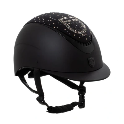 Abbildung von Casco da donna per equitazione con visiera stretta modello Proxima brillantini e rotella di regolazione 52 54 cm