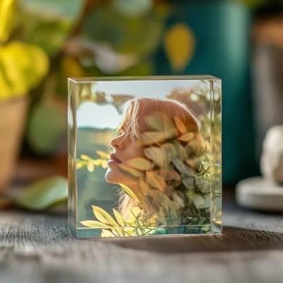 Abbildung von 10 x cm Fotoblock mit ihrem Bild aus original PLEXIGLAS Transparenter Acrylblock, das Foto Geschenk in brillanten Farben als hochwertige, Geschenkidee 3D Tiefeneffekt verschiedenen Größen
