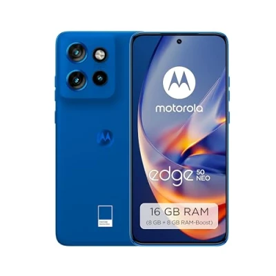 Abbildung von Motorola edge50 neo Smartphone (6,36&quot; Super HD Display, 50 MP Kamera mit Moto KI, 8/256 GB, 4310 mAh, Android 14) Nautical Blue (Veganes Kunstleder), inkl. Schutzcover