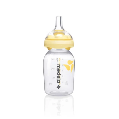 Abbildung von MEDELA Babyflasche 150ml mit Calma Sauger für gesamte Stillzeit, Muttermilchflasche, Spülmaschinen , mikrowellen und gefrierfest