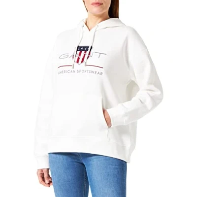 Abbildung von GANT REL Archive Shield Kapuzenpullover, Damen, Größe: XXL, Eggshell